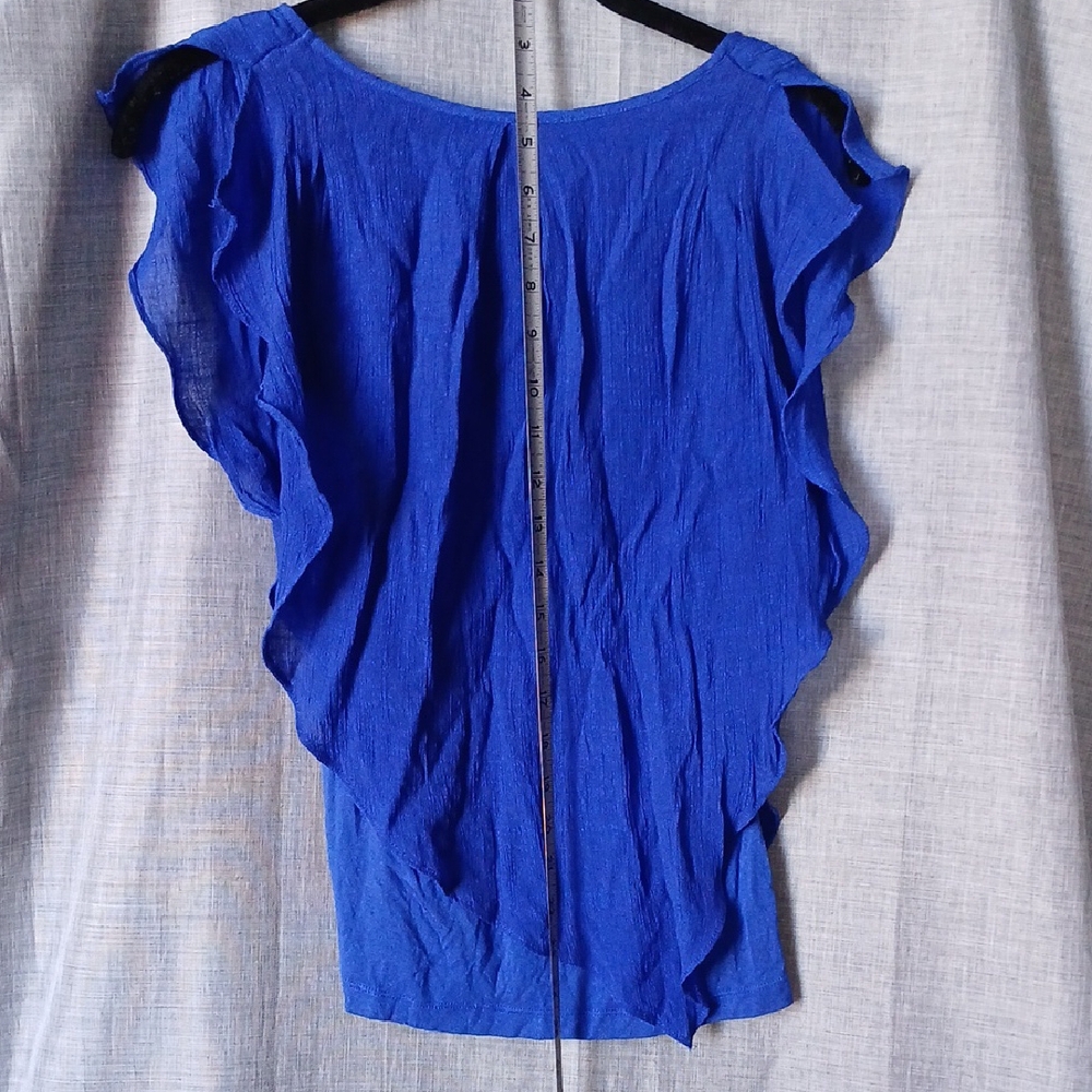 Blue Ruffled Women's Top - Picture 5 of 8